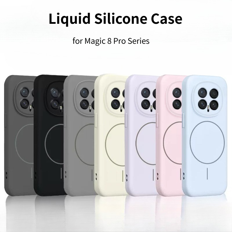 Liquid Silicone Magnetic Phone Case - เคสโทรศัพท์ซิลิโคนเหลวแท้ ดีไซน์แฟชั่น สำหรับ Honor Magic 8