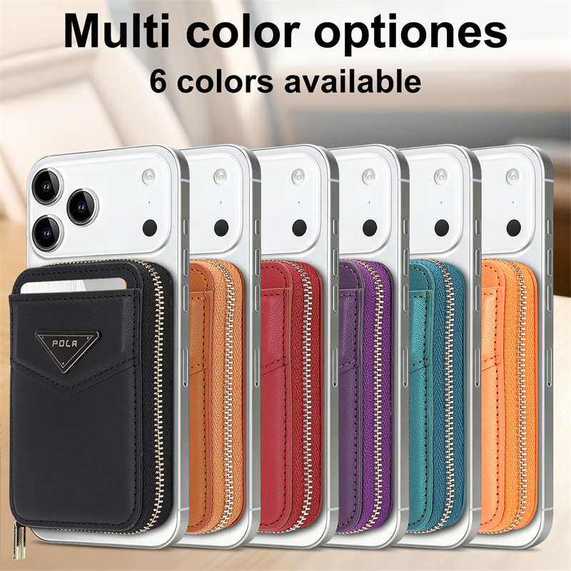Leather Wallet Card Holder Phone Cover - ซิปกระเป๋าใส่บัตรสำหรับแอปเปิ้ลไอโฟน 17 โปรแม็กซ์ 16 15 14