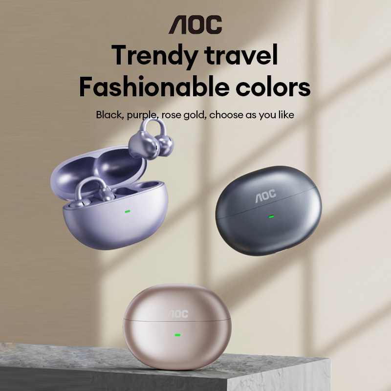 Phone Cases - AOC ACD2544 หูฟังบลูทูธไร้สายแบบหนีบหู หูฟังแบบเปิดหู เสียงสเตอริโอรอบทิศทาง ดีเลย์ต่ำ