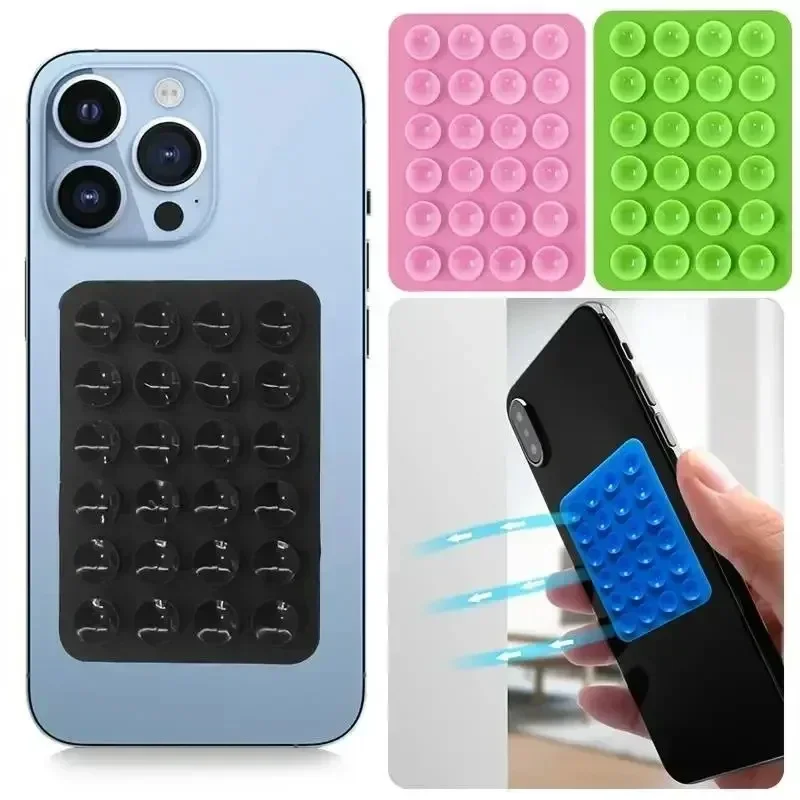 Phone Cases - แผ่นยึดโทรศัพท์ซิลิโคนอเนกประสงค์แบบสุญญากาศ ติดผนัง รูปทรงสี่เหลี่ยม กันลื่น แบบด้านเดียว ติดด้านหลังเคส