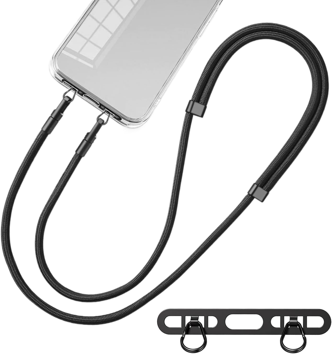 Crossbody Lanyard Neck Strap Case - สายคล้องโทรศัพท์มือถือ, รูห่วงหัวเข็มขัดคู่แบบอัพเกรด สายคล้องโทรศัพท์มือถือแบบแพทช์ และสายคล้องคอแบบปรับได้ ไม่มีกาวตกค้าง