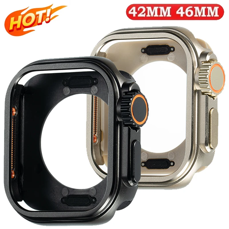 Metal Bumper Aluminum Frame Case - เคสโลหะ+พลาสติกสำหรับ Apple Watch 11 10 46