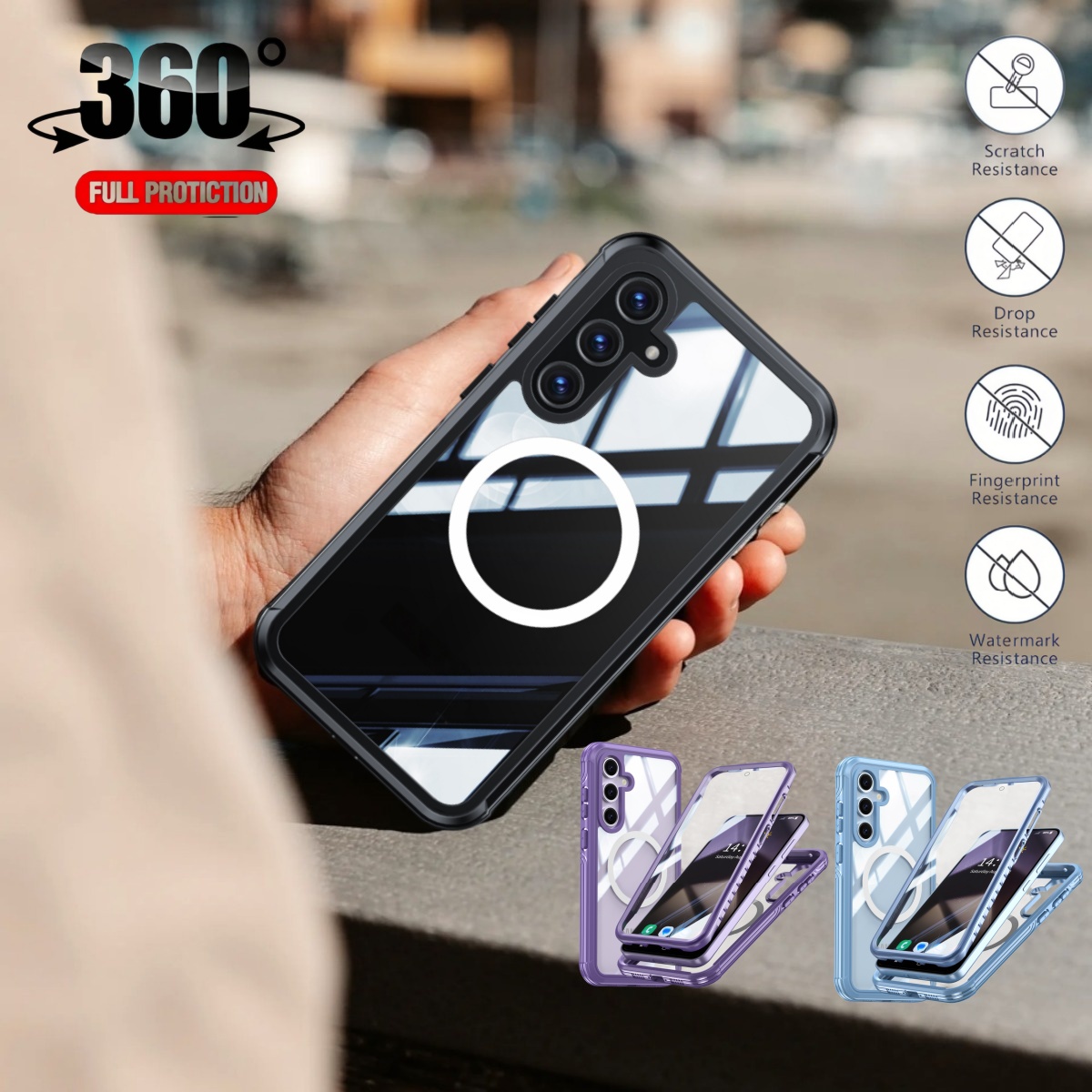 Heavy Duty 360 Full Body Protective Case - 360 ° เคสป้องกันแบบเต็มตัวสำหรับซัมซุง A57 A17 A36