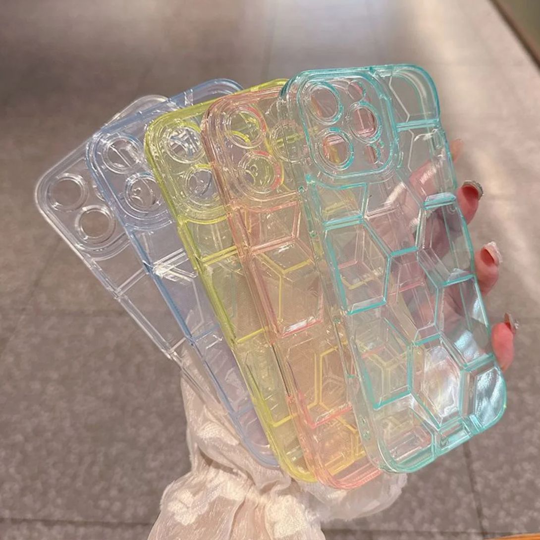 Clear Shockproof Bumper Case - รังผึ้งเรขาคณิตฟุตบอลรูปแบบเคสโทรศัพท์สําหรับiPhone 16 15 14 13 12