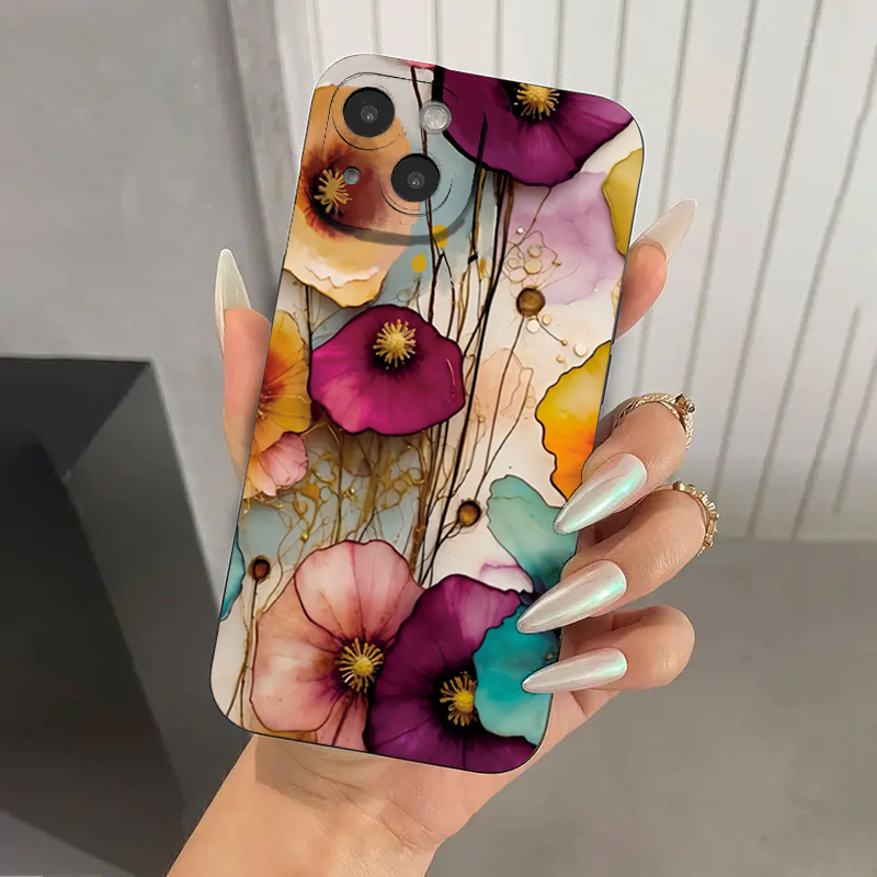 Vintage Floral Pattern Soft Case - เคสโทรศัพท์ป้องกันแบบ TPU ลายดอกไม้สไตล์วินเทจสำหรับ iPhone 17 16