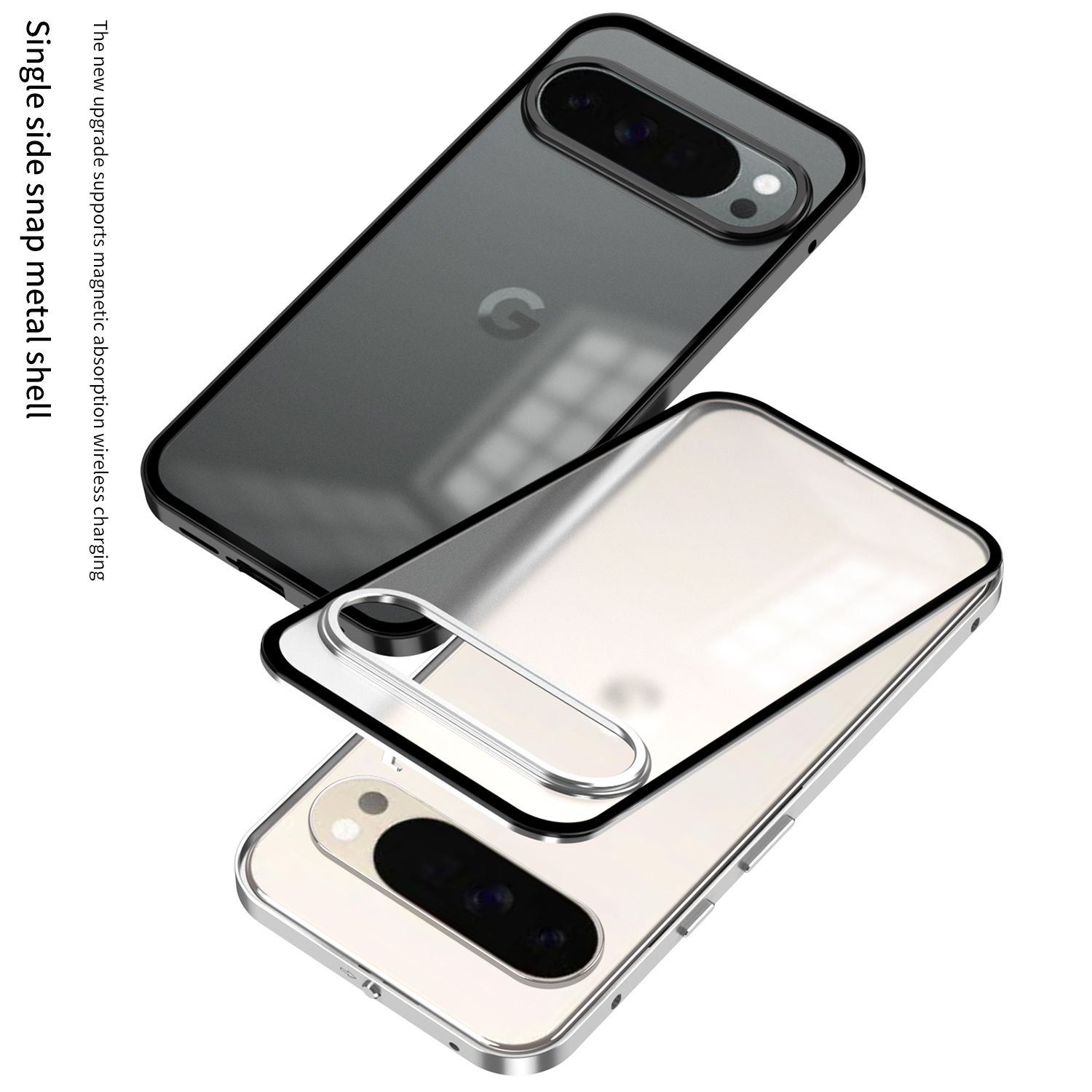 Metal Bumper Aluminum Frame Case - เคสโทรศัพท์โลหะแบบด้าน 2-in-1 พร้อมแม่เหล็กในตัว สำหรับ Google Pixel