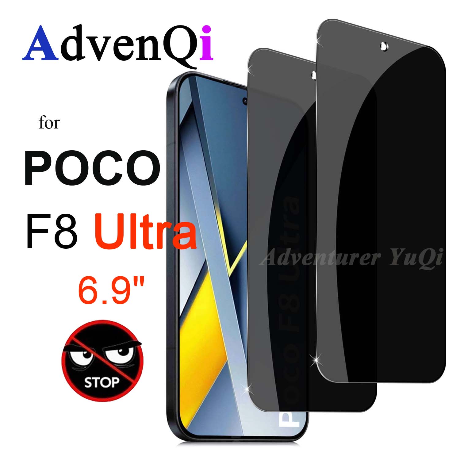 Anti Spy Privacy Glass Case - ตัวป้องกันหน้าจอป้องกันการสอดแนมสำหรับเสี่ยวมี่ โพโค เอฟ 8 อัลตร้า 6.9