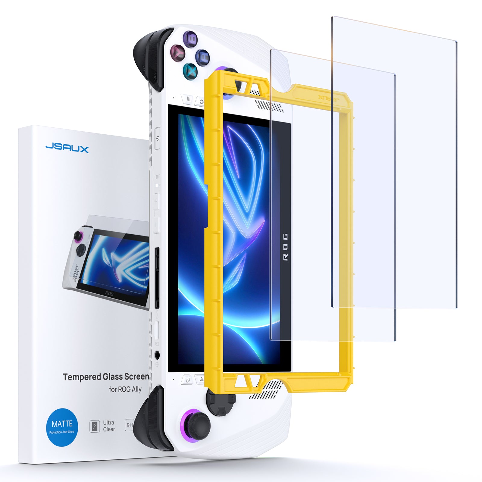 Matte Anti Glare Screen Protector - อุปกรณ์ป้องกันแสงสะท้อน ROG Ally ป้องกันหน้าจอสะท้อนด้านพร้อมฟิล์มกันรอยแบบเต็มพื้นที่สำหรับมือจับเกม Asus ROG