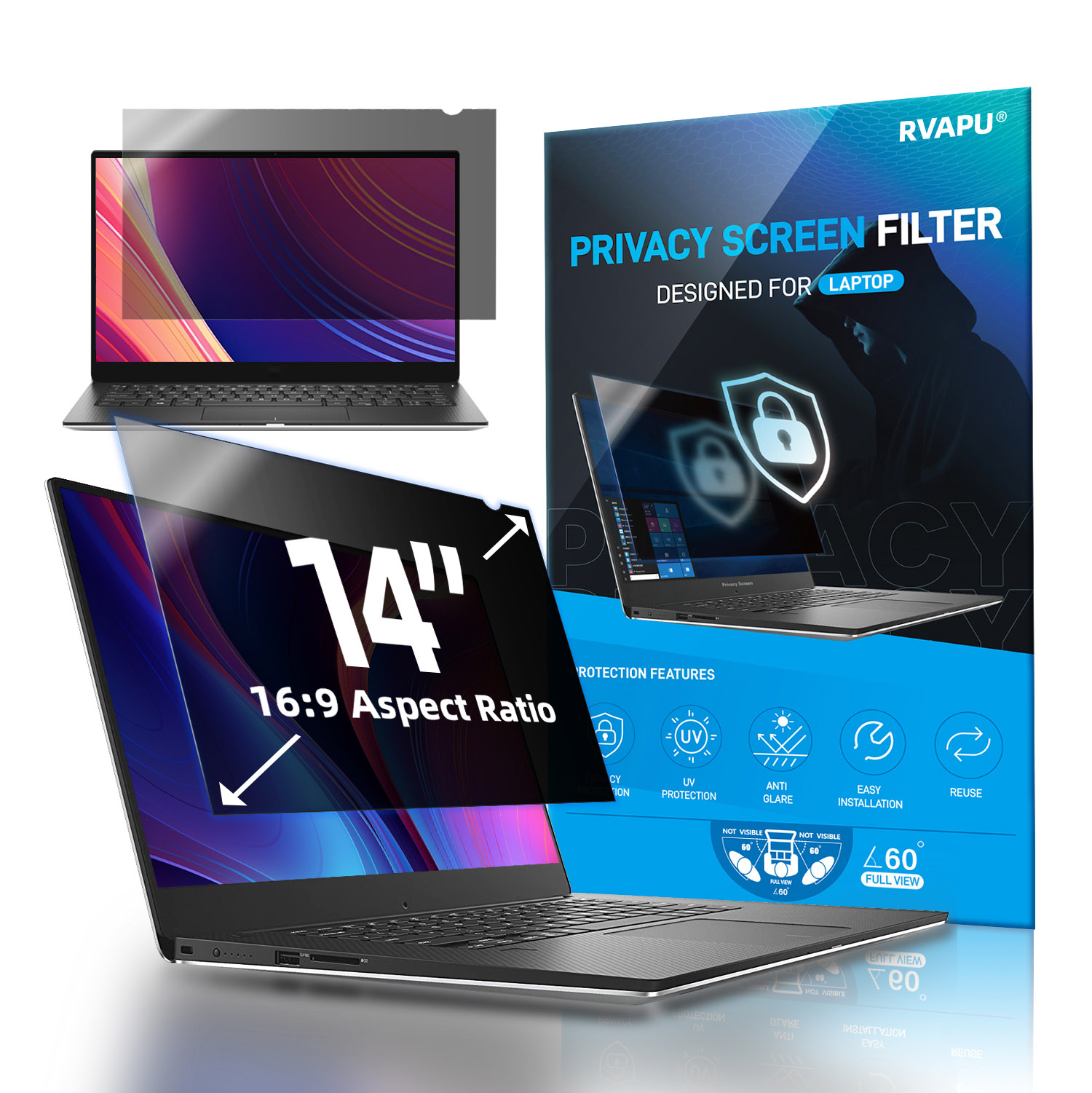 Matte Anti Glare Screen Protector - สําหรับแล็ปท็อป 14 นิ้วความเป็นส่วนตัว Anti-peep/spy ป้องกันหน้าจอแบบถอดได้คอมพิวเตอร์โน้ตบุ๊ค PC