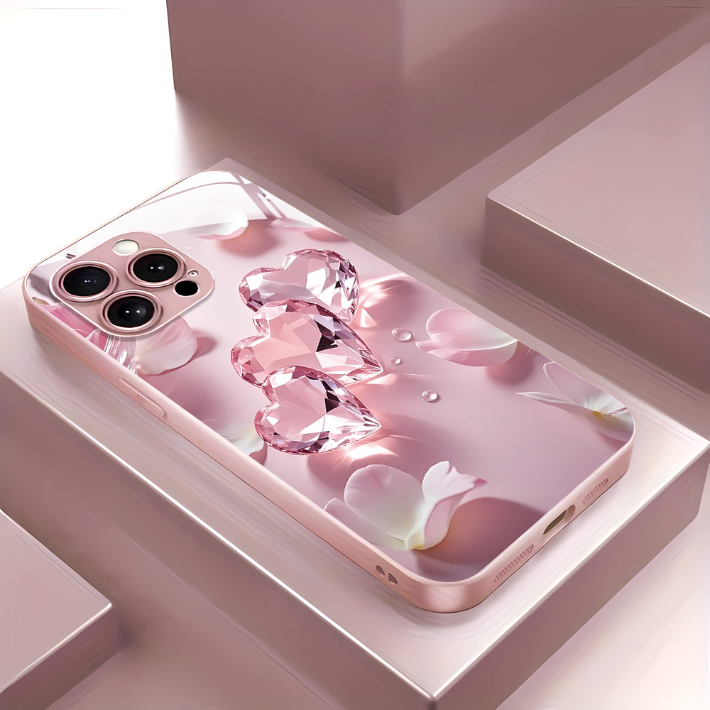 Screen Protectors - เคสกระจกนิรภัยลายผีเสื้อสีชมพู สำหรับ iPhone 17 Pro Max,