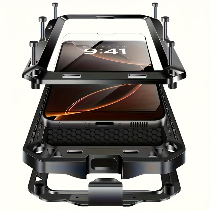 Heavy Duty 360 Full Body Protective Case - เคสโทรศัพท์โลหะแข็งแรงทนทานพร้อมฟิล์มกันรอยหน้าจอในตัว, 360 ° เคสป้องกันแบบเต็มตัว ทนทานต่อแรงกระแทกและฝุ่น ใช้ได้กับ