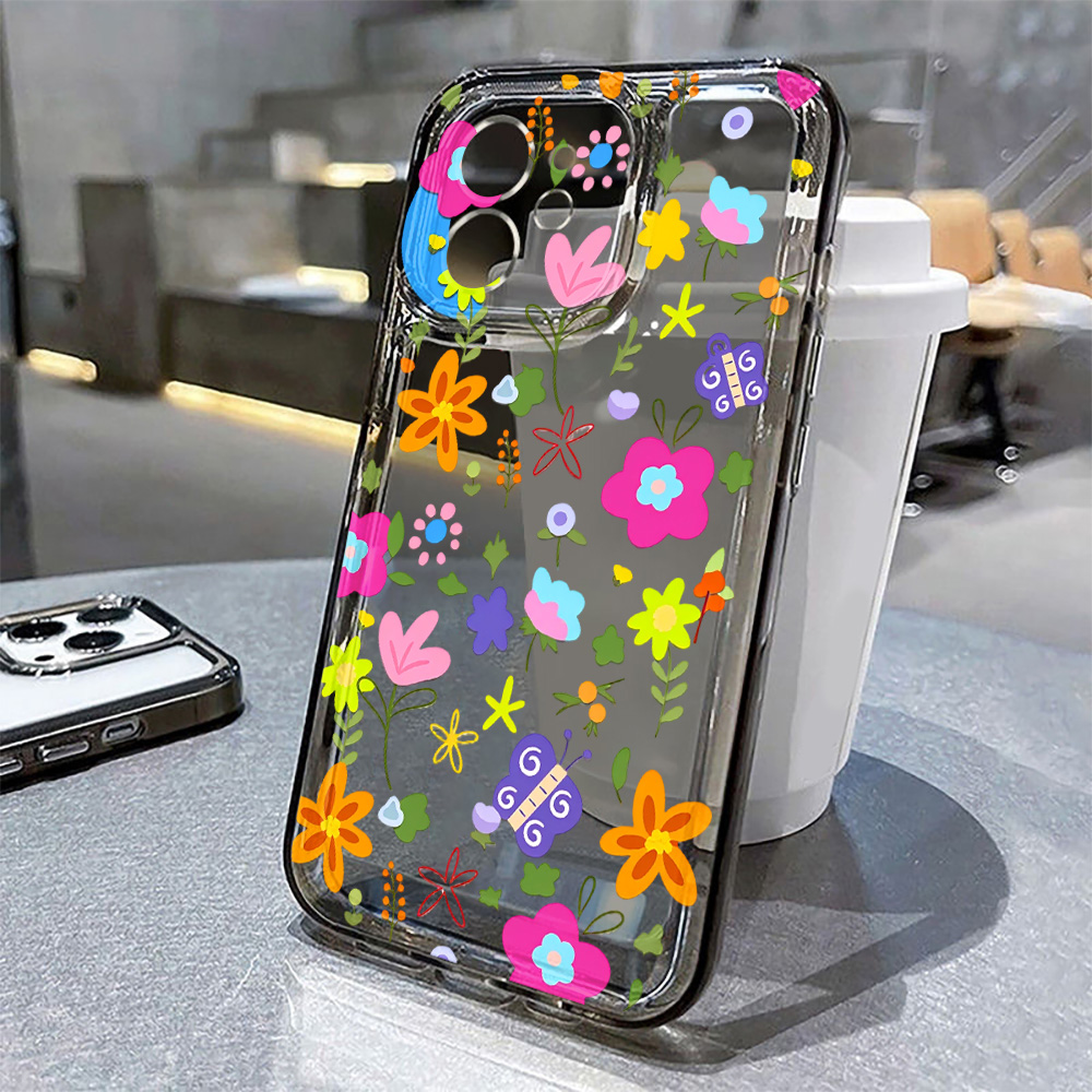 เคสโทรศัพท์ลายดอกไม้สีสันสดใส  - Clear Shockproof Bumper Case บทวิจารณ์และราคา