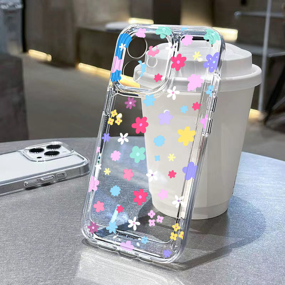 เคสโทรศัพท์ลายดอกไม้สีสันสดใส  - Clear Shockproof Bumper Case บทวิจารณ์และราคา