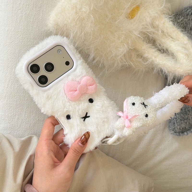 เคสโทรศัพท์ลายการ์ตูนน่ารัก ขน - Cute Cartoon Wrist Strap Silicone Case บทวิจารณ์และราคา