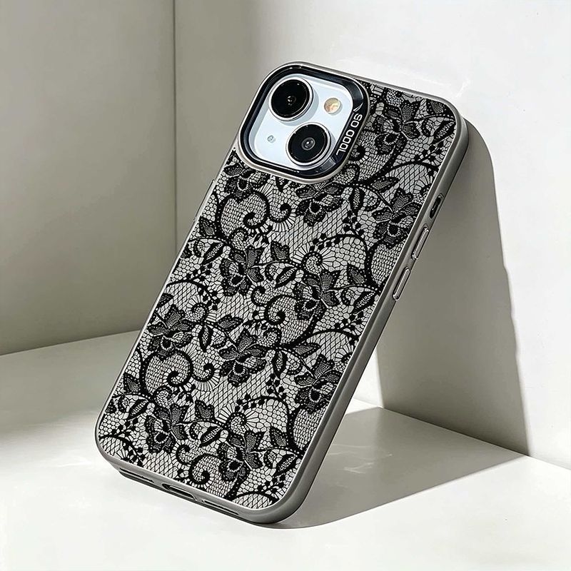 เคสโทรศัพท์ลายลูกไม้สีดำวินเทจ - Vintage Floral Pattern Soft Case บทวิจารณ์และราคา