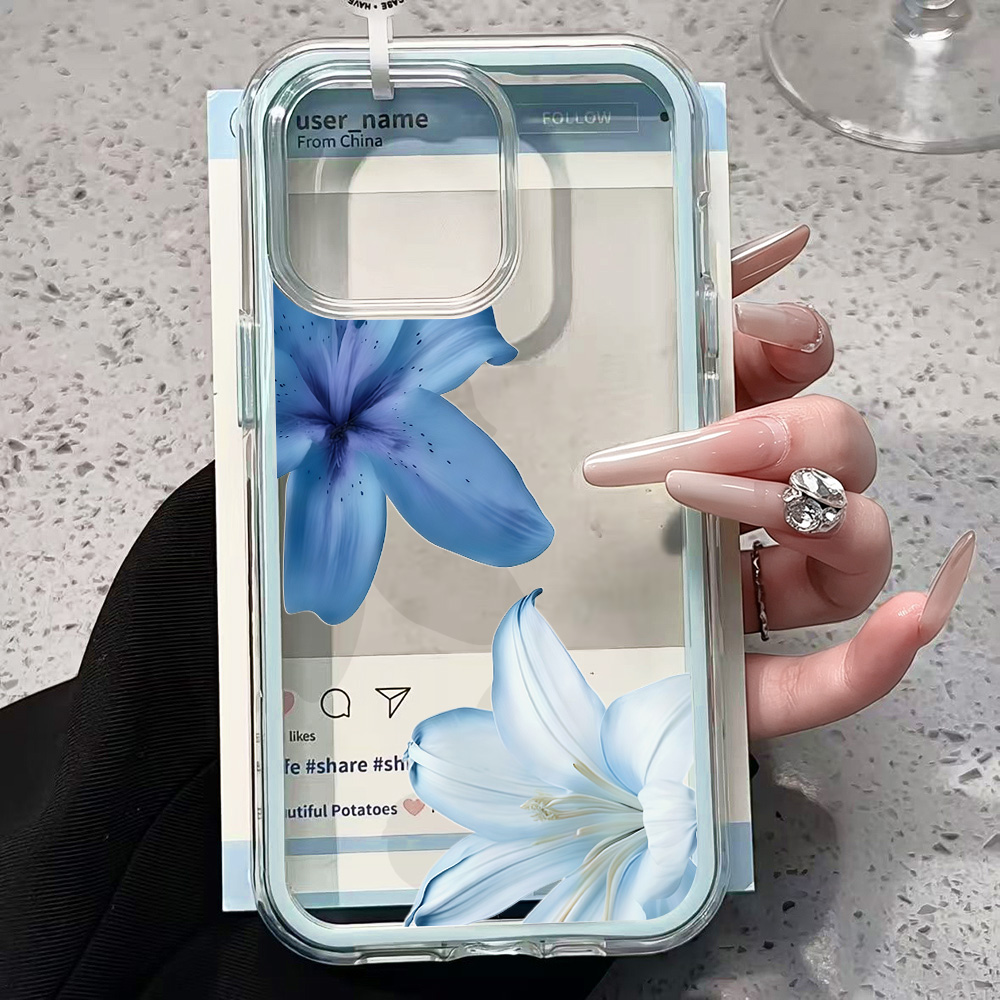 เคสโทรศัพท์ใสลายดอกลิลลี่สีฟ้า - Clear Shockproof Bumper Case บทวิจารณ์และราคา