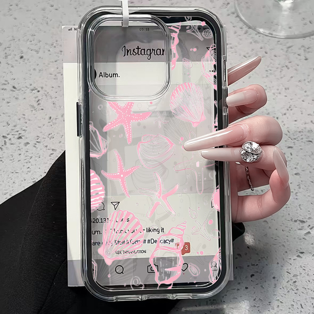 เคสโทรศัพท์ใสลายเปลือกหอยสีชมพ - Clear Shockproof Bumper Case บทวิจารณ์และราคา