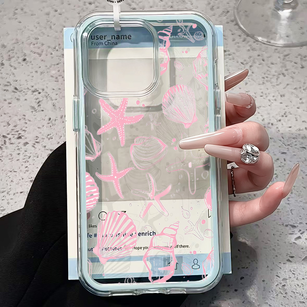เคสโทรศัพท์ใสลายเปลือกหอยสีชมพ - Clear Shockproof Bumper Case บทวิจารณ์และราคา