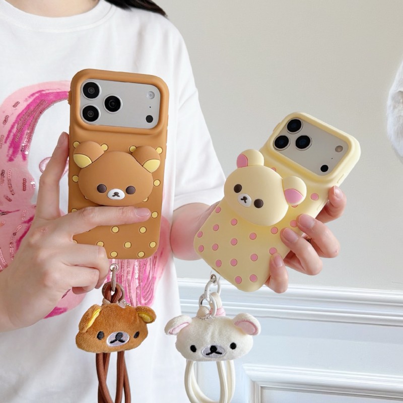 เคสโทรศัพท์ซิลิโคนลายจุดรูปหมี - Cute Cartoon Wrist Strap Silicone Case บทวิจารณ์และราคา