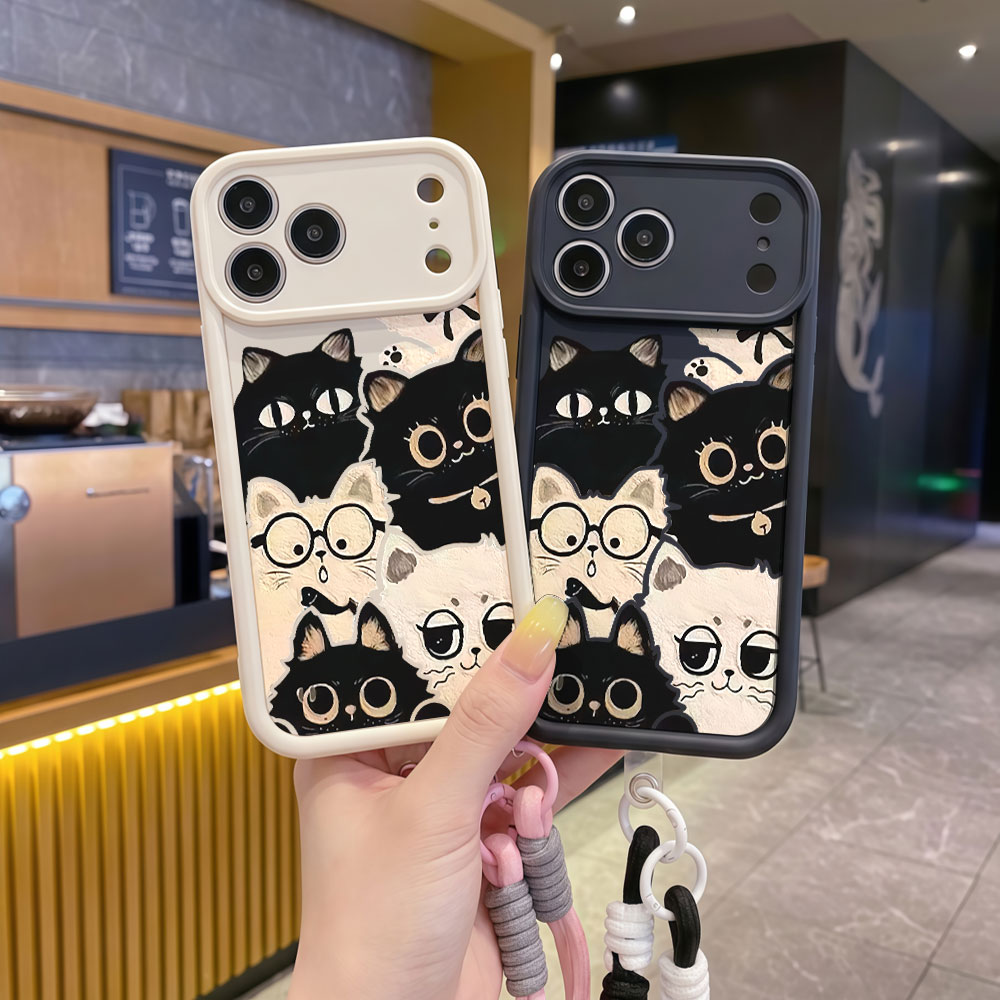 เคสโทรศัพท์ลายการ์ตูนแมวน่ารัก - Cute Cartoon Wrist Strap Silicone Case บทวิจารณ์และราคา