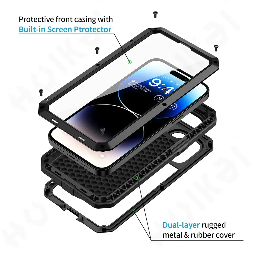 กรณีสําหรับiPhone 16 15 13 12  - Heavy Duty 360 Full Body Protective Case บทวิจารณ์และราคา