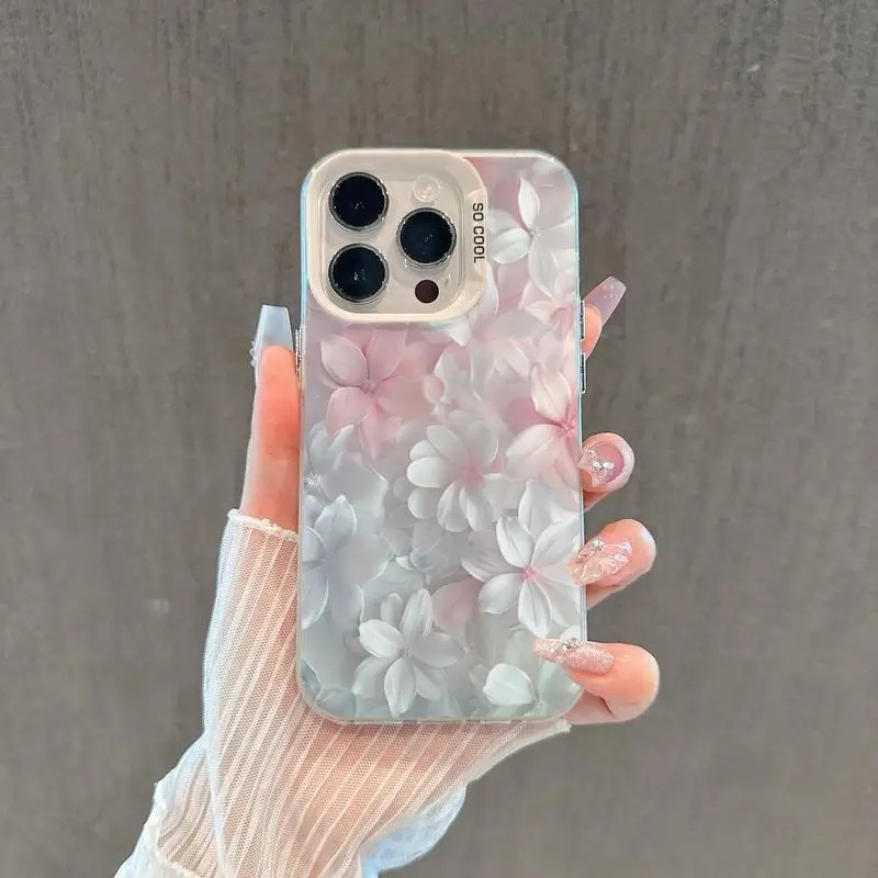 เคสลายดอกไม้สีชมพูสำหรับ iPhon - Screen Protectors บทวิจารณ์และราคา