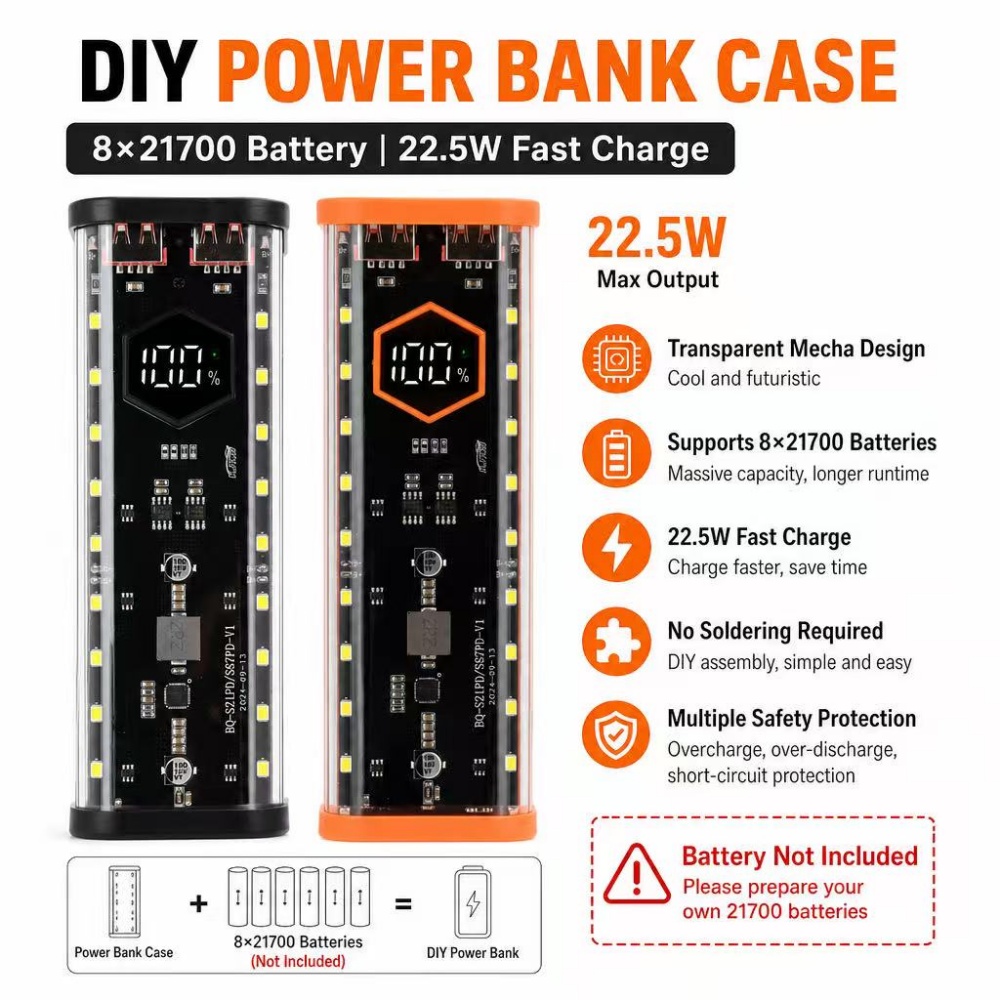 8*21700 กล่องใส่แบตเตอรี่ 22.5 - Power Banks บทวิจารณ์และราคา