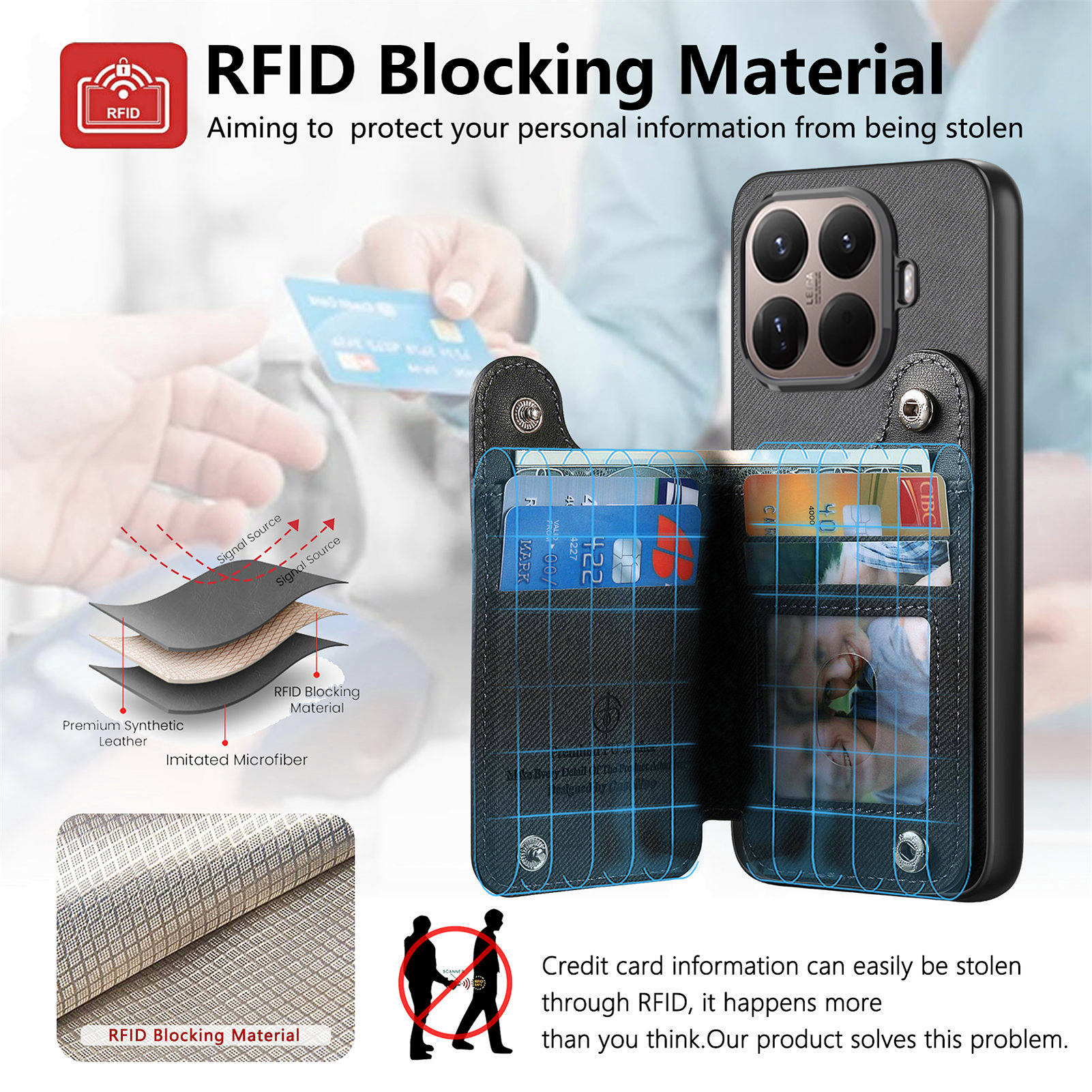สายรัดข้อมือ RFID กระเป๋าสตางค - Leather Wallet Card Holder Phone Cover บทวิจารณ์และราคา