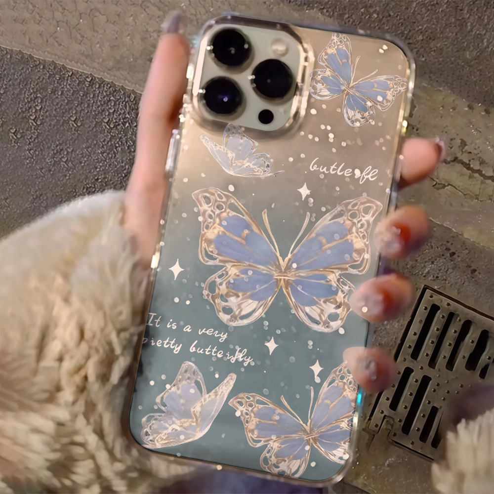 เคสโทรศัพท์ใสลายผีเสื้อสีน้ำเง - Clear Shockproof Bumper Case บทวิจารณ์และราคา