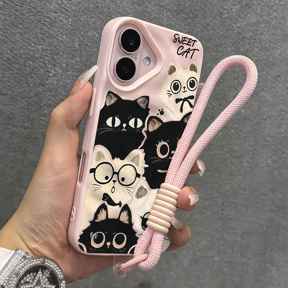 เคสโทรศัพท์แบบสายคล้องข้อมือ ส - Cute Cartoon Wrist Strap Silicone Case บทวิจารณ์และราคา